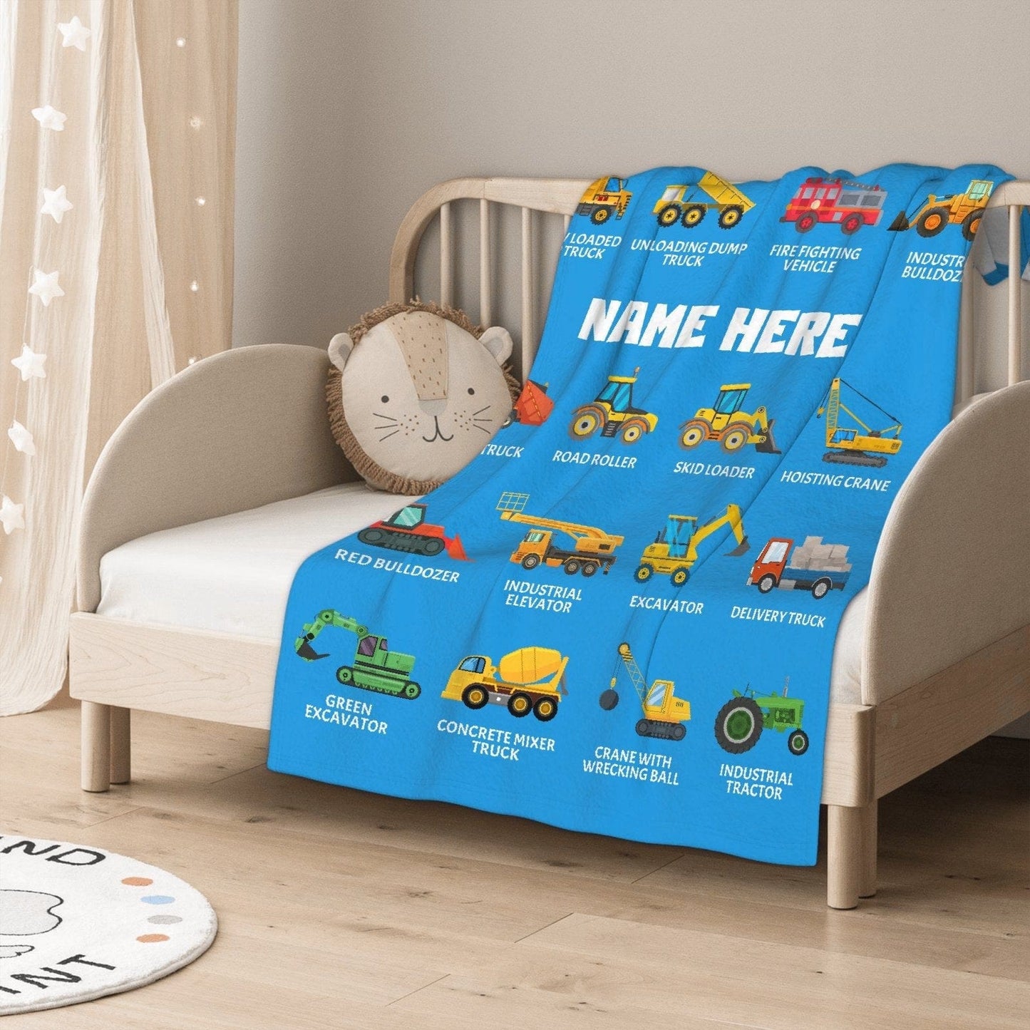 Personalized Construction Baby Blanket - Boys Gift