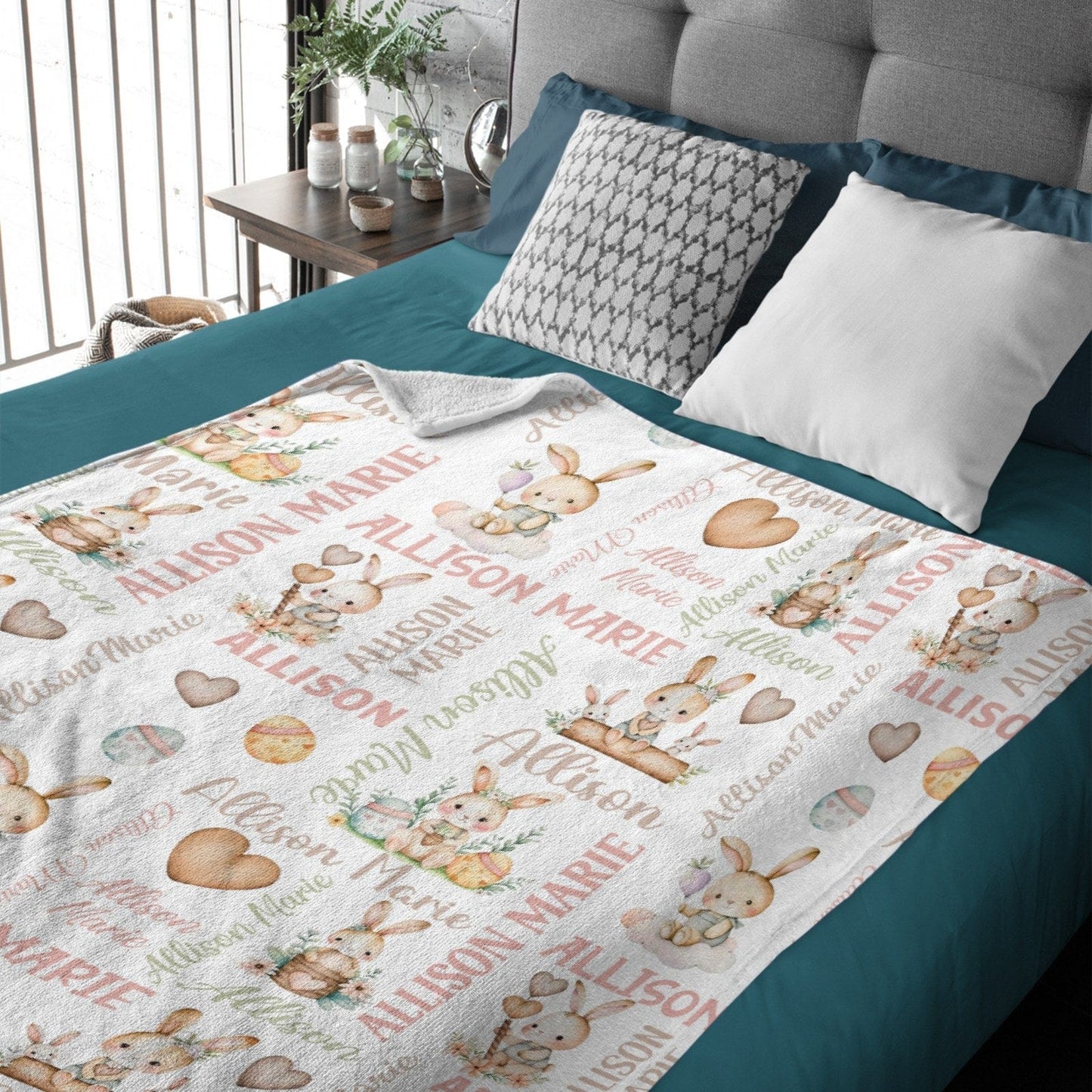 Personalized Bunny Easter name blanket