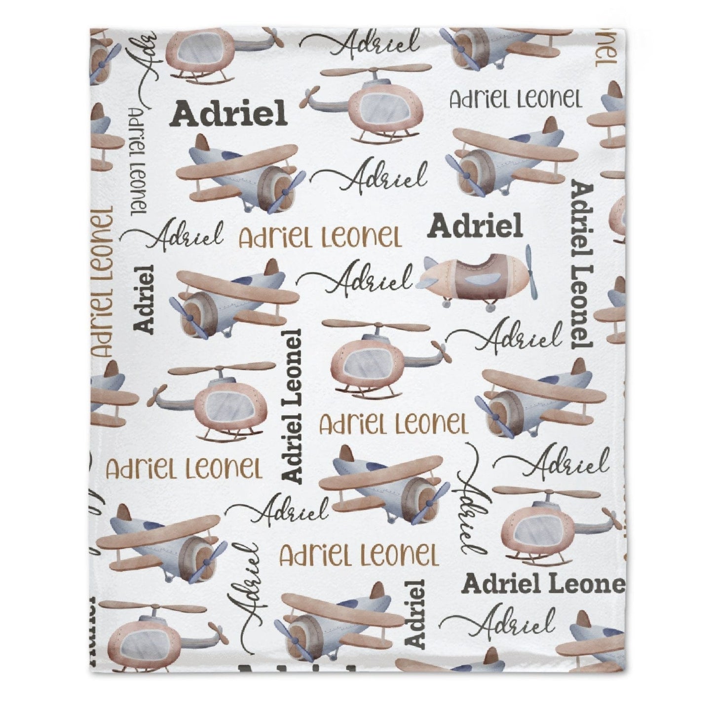 Personalized Name Airplanes Baby Blanket