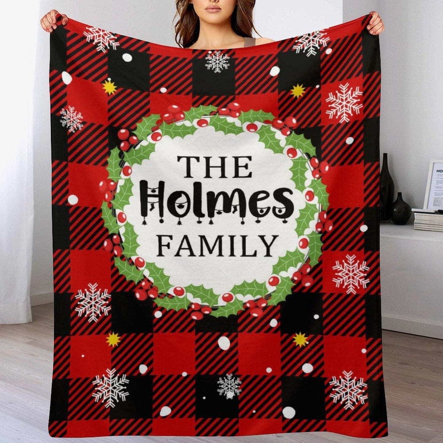 We pay shipping✈️Custom Christmas Buffalo Plaid Blanket