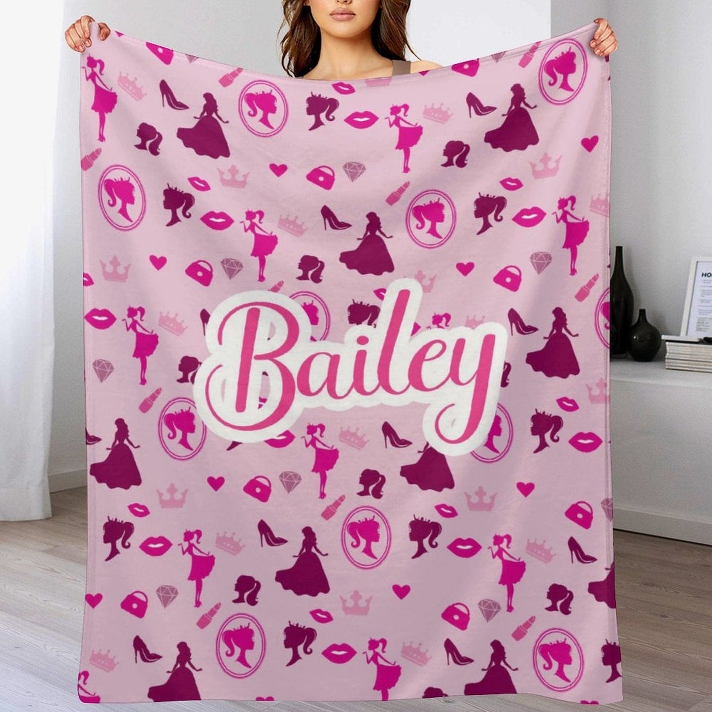 Personalized Name Custom Pink Party Blanket