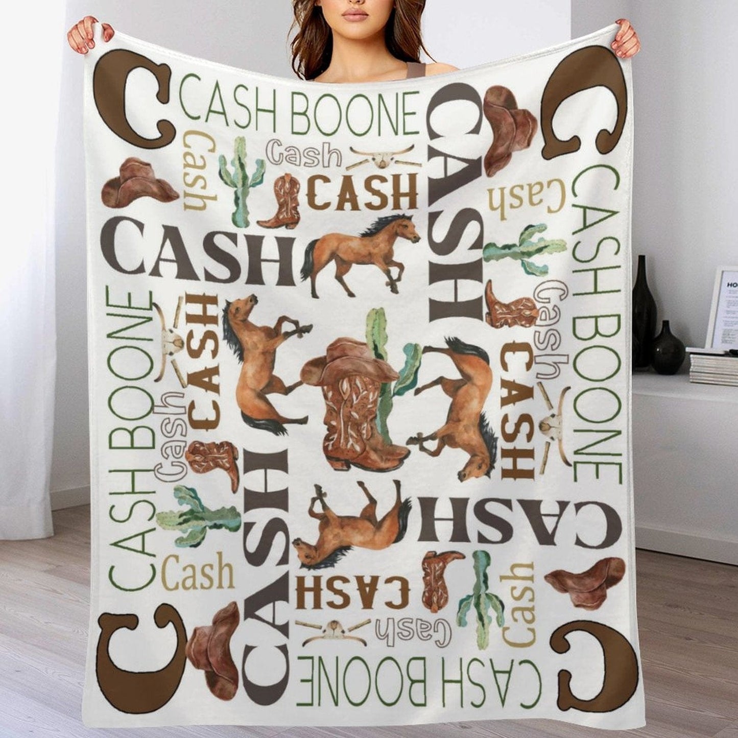 Personalized Western Cowboy Baby Blankets with Name for Boys