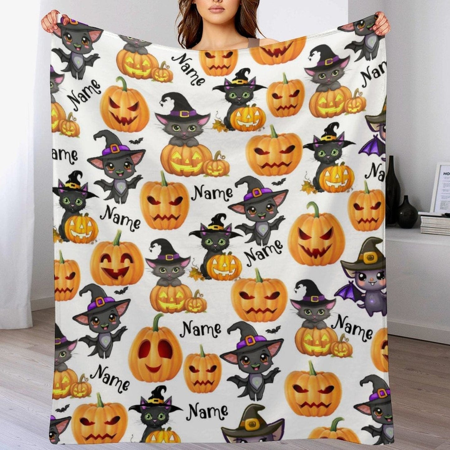 We pay shipping✈️Personalized Custom Name Halloween Blanket For Kids Baby Family
