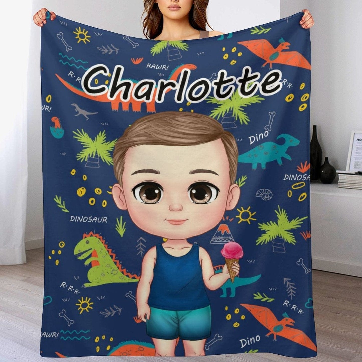 We pay shipping✈️Playful Background - Personalized Custom Blanket - Gift For Kids, Gift For Family, Christmas Gift