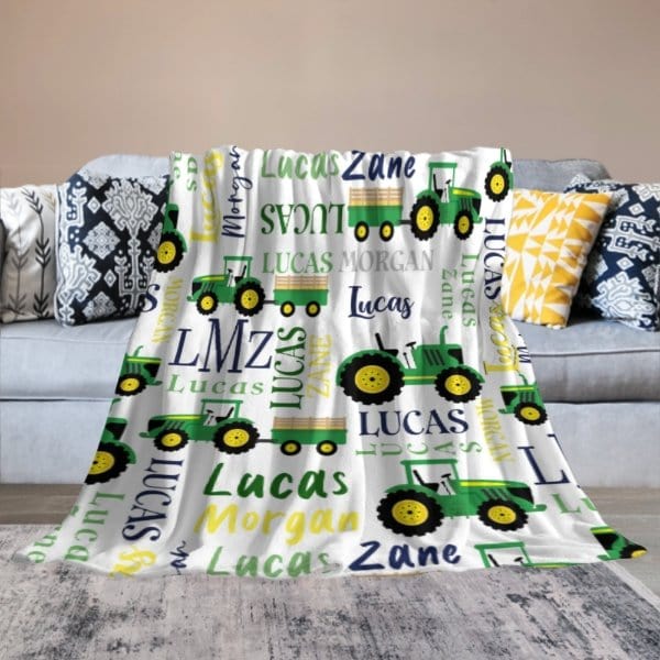 Personalized Farm Tractor Blanket - Gift for Baby - Virudhaka