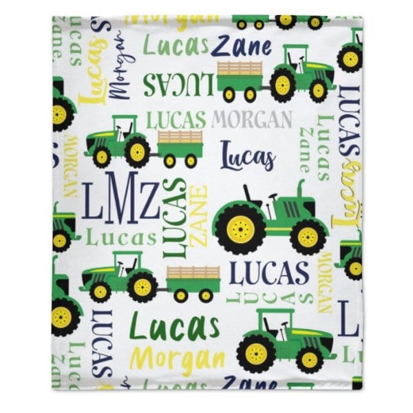 Personalized Farm Tractor Blanket - Gift for Baby - Virudhaka