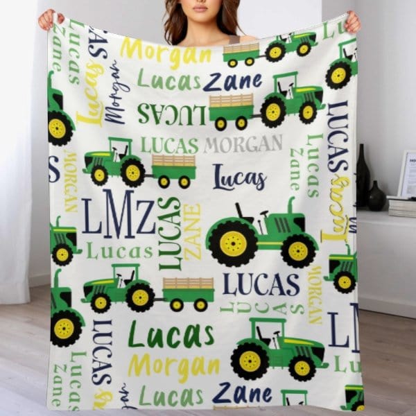 Personalized Farm Tractor Blanket - Gift for Baby - Virudhaka