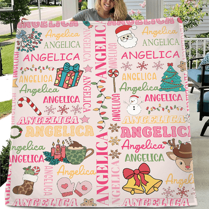 Santa Gifts - Personalized Name Custom Christmas Blankets - Christmas Gifts for the Family