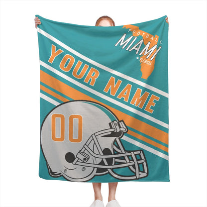 Personalized Football MIAMI Custom Fans Add Name Number Blanket