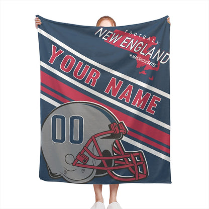 Personalized Football NEW ENGLAND  Custom Fans Add Name Number Blanket