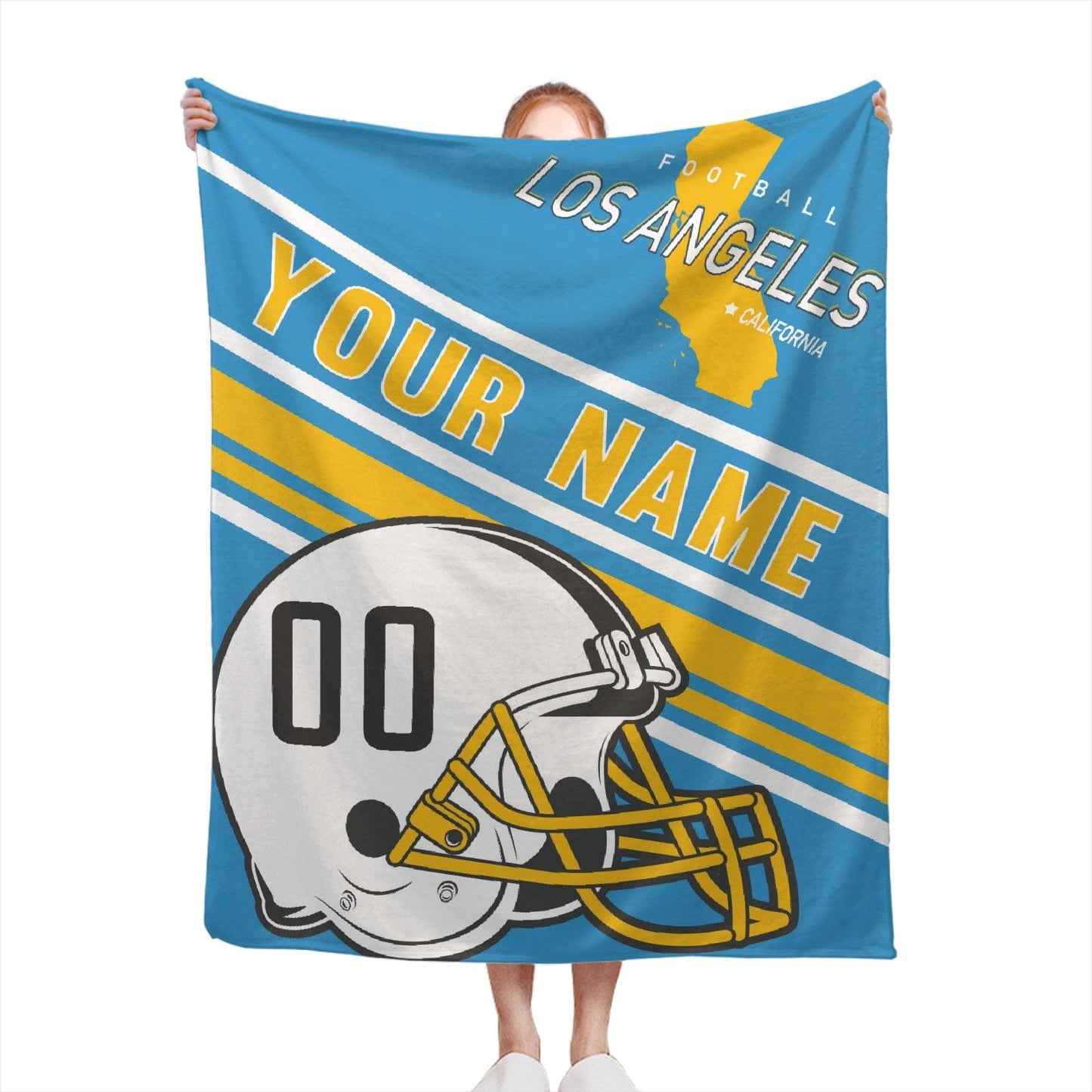 Personalized Football Los Angeles Custom Fans Add Name Number Blanket
