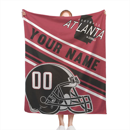 Personalized Football AT LANTA Custom Fans Add Name Number Blanket