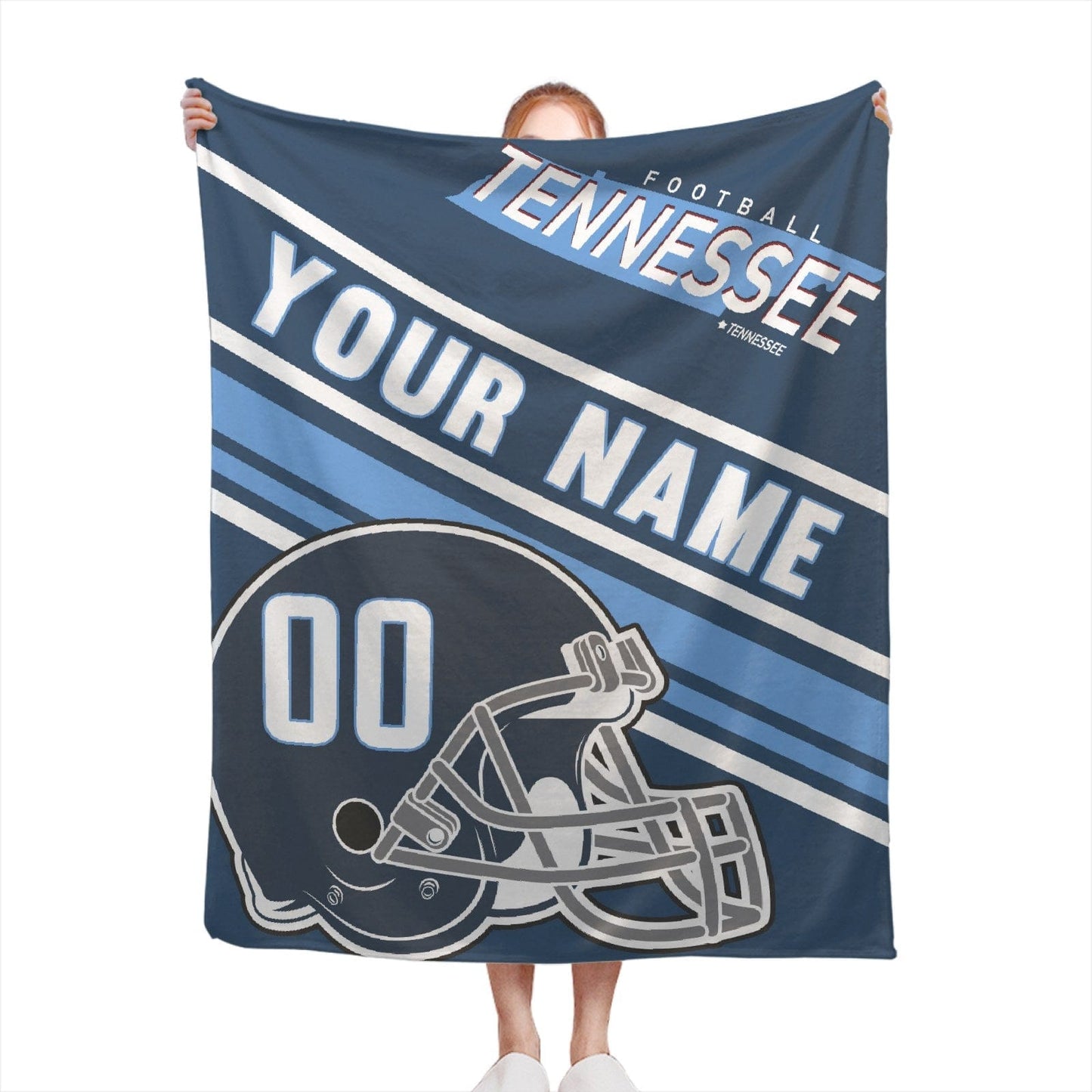 Personalized Football TENNESSEE  Custom Fans Add Name Number Blanket