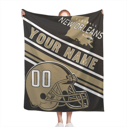 Personalized Football NEW ORLEANS  Custom Fans Add Name Number Blanket