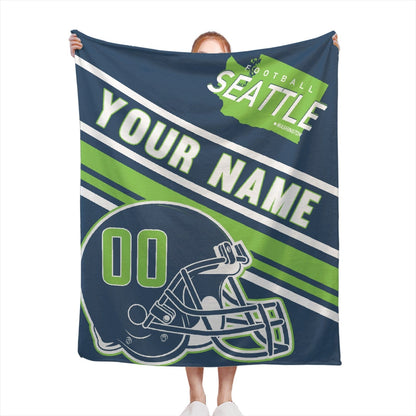 Personalized Football SEATTLE  Custom Fans Add Name Number Blanket
