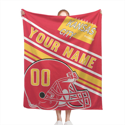 Personalized Football KANSAS CITY Custom Fans Add Name Number Blanket