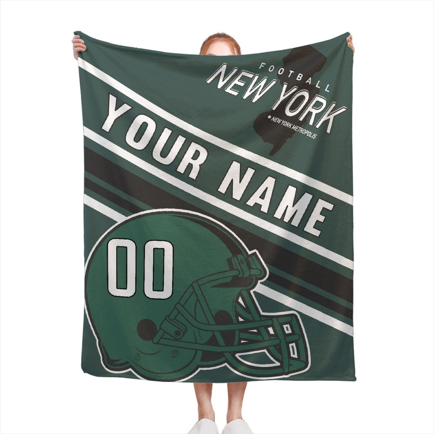 Personalized Football NEW YORK Custom Fans Add Name Number Blanket