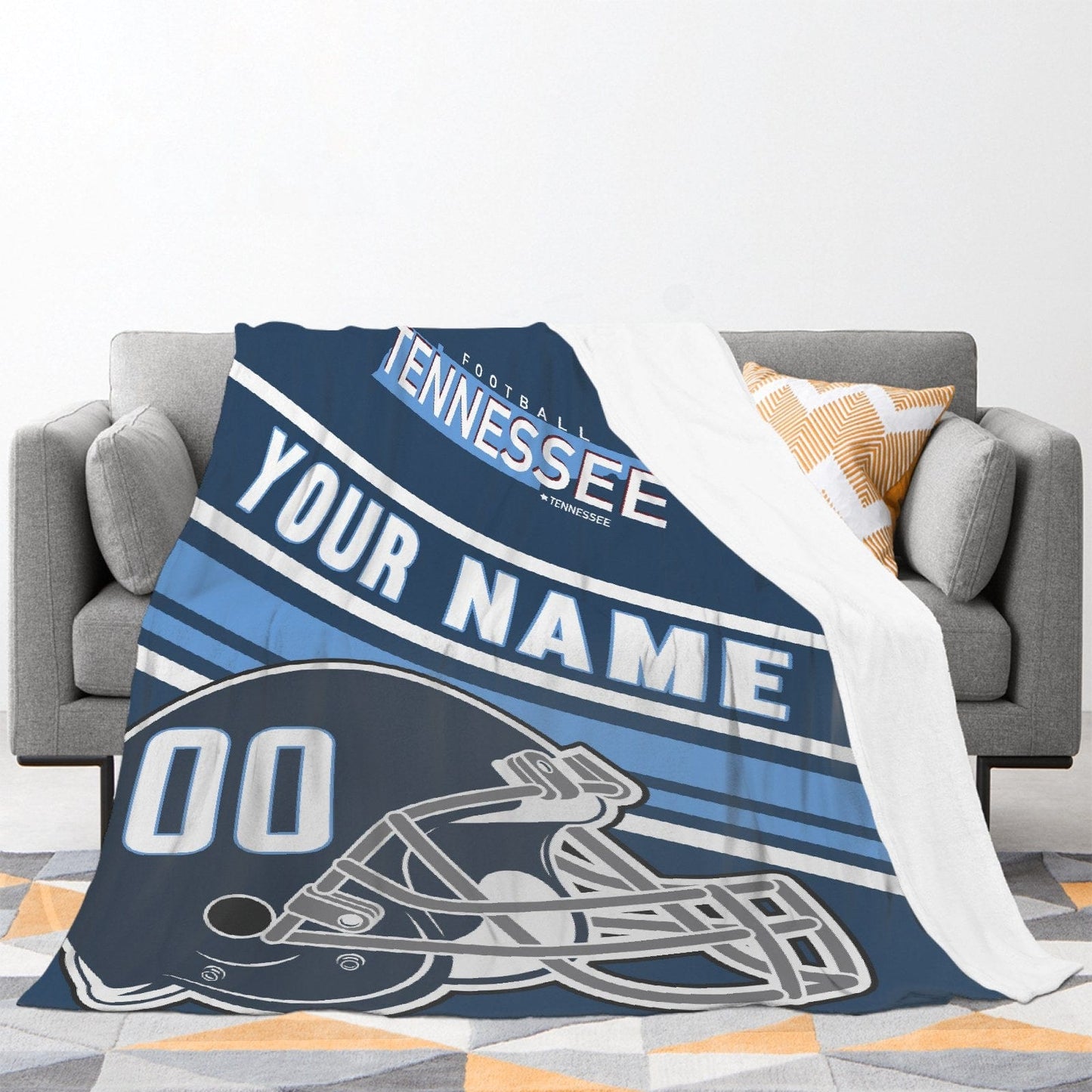 Personalized Football TENNESSEE  Custom Fans Add Name Number Blanket