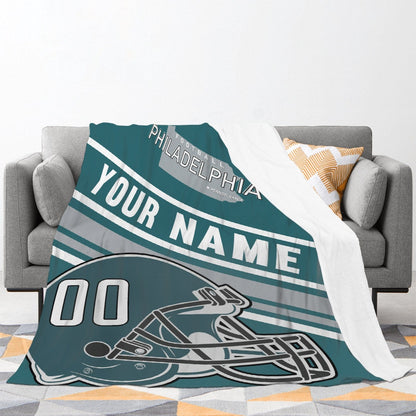 Personalized Football PHILADEL PHIA  Custom Fans Add Name Number Blanket