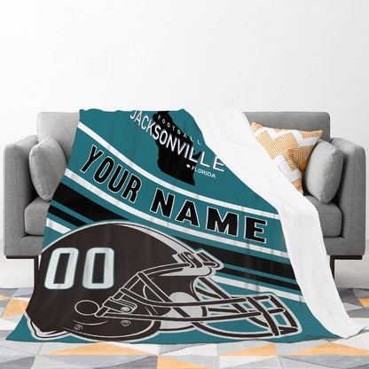 Personalized Football JACKSONVILLE Custom Fans Add Name Number Blanket