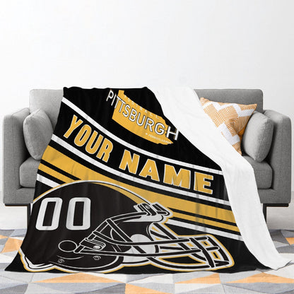 Personalized Football PITTSBURGH  Custom Fans Add Name Number Blanket