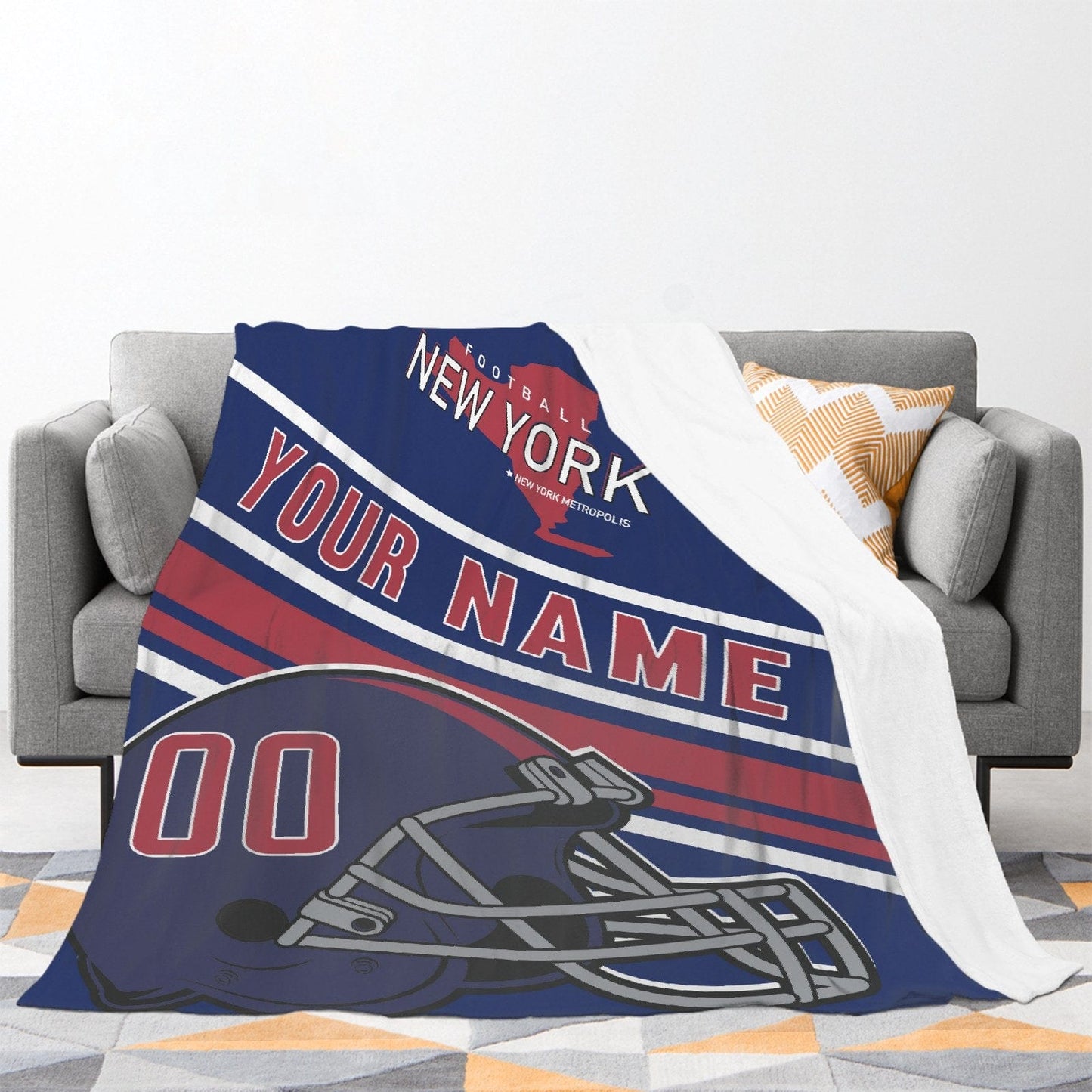 Personalized Football NEW YORK Custom Fans Add Name Number Blanket