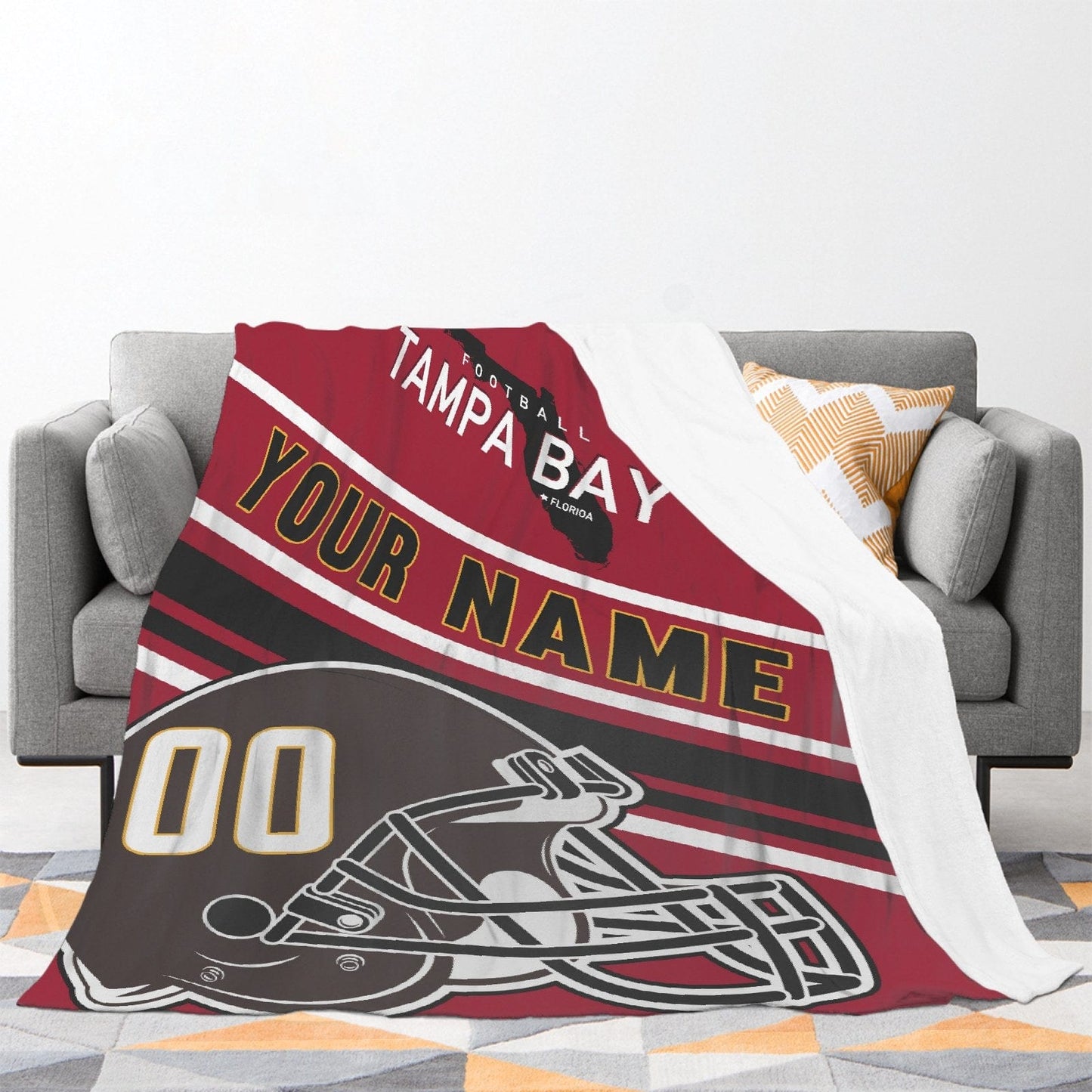 Personalized Football TAMPA BAY  Custom Fans Add Name Number Blanket