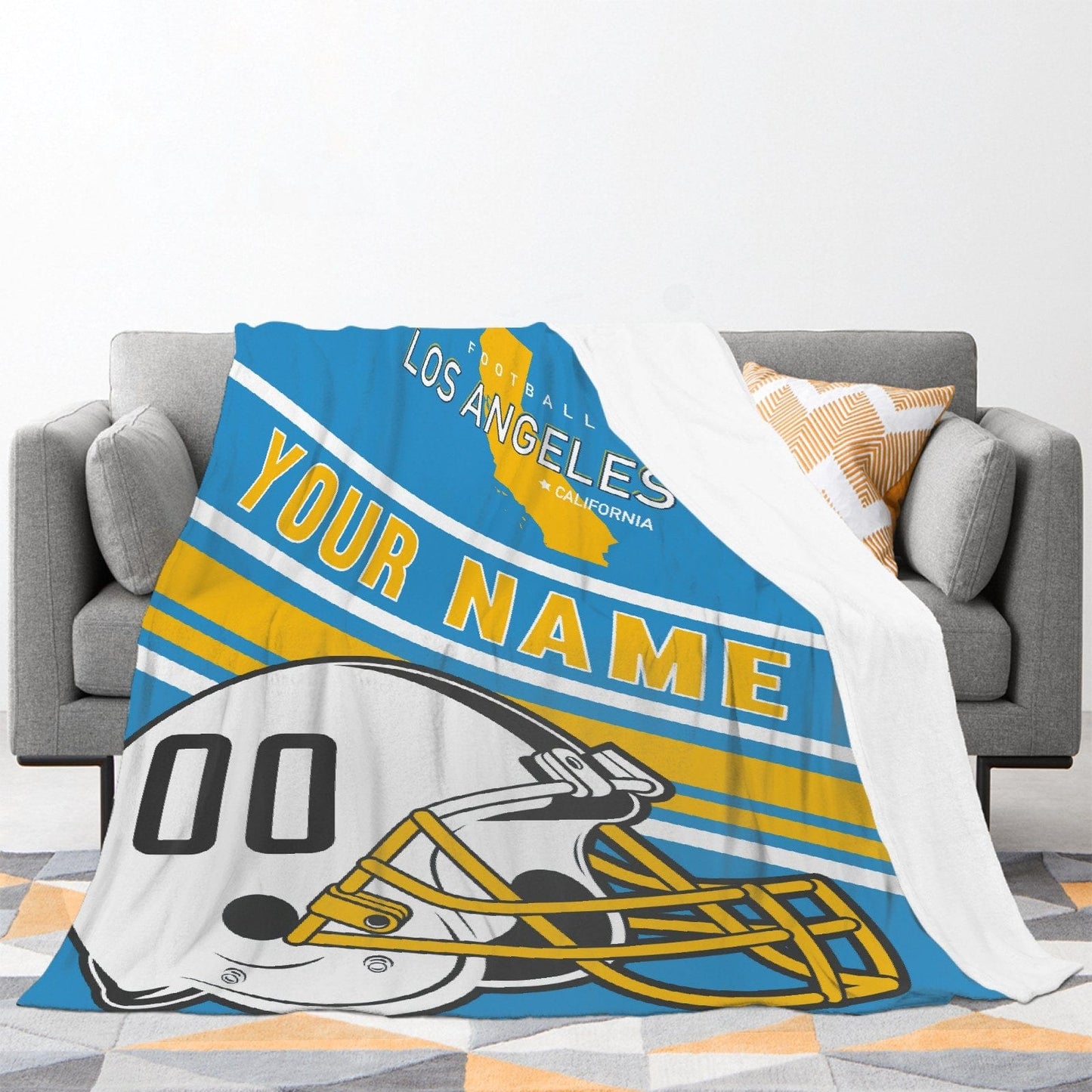 Personalized Football Los Angeles Custom Fans Add Name Number Blanket