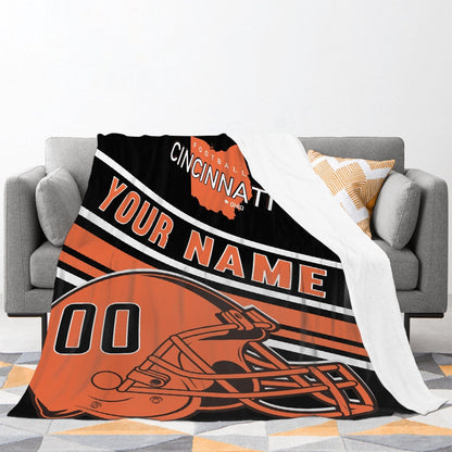 Personalized Football CINCINNATI Custom Fans Add Name Number Blanket