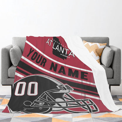 Personalized Football AT LANTA Custom Fans Add Name Number Blanket