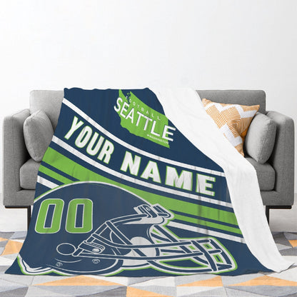 Personalized Football SEATTLE  Custom Fans Add Name Number Blanket