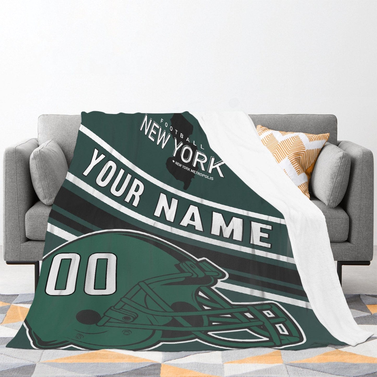 Personalized Football NEW YORK Custom Fans Add Name Number Blanket