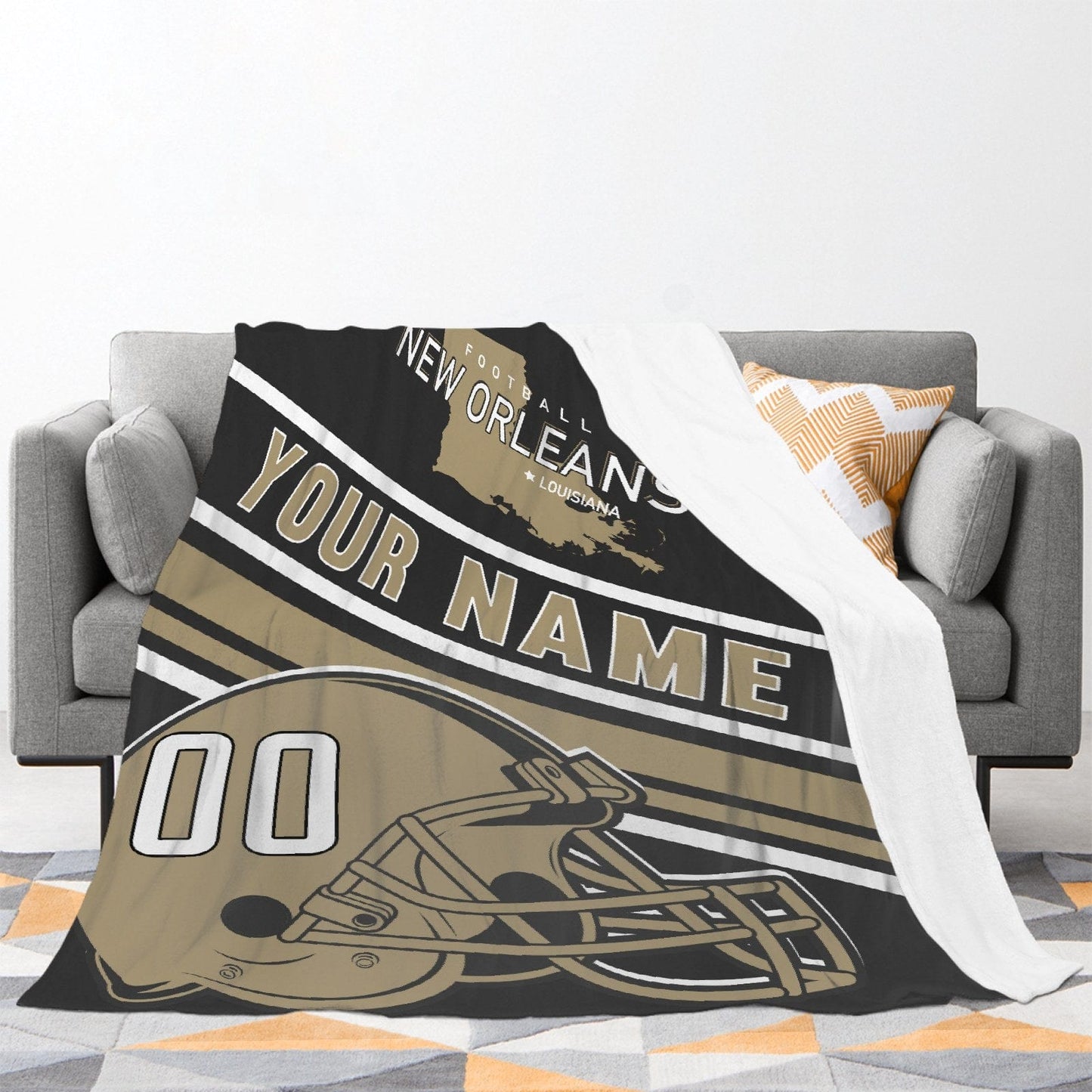 Personalized Football NEW ORLEANS  Custom Fans Add Name Number Blanket