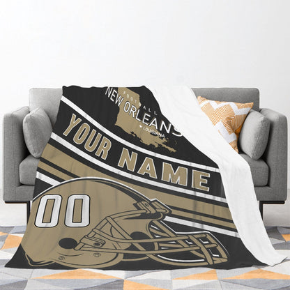 Personalized Football NEW ORLEANS  Custom Fans Add Name Number Blanket