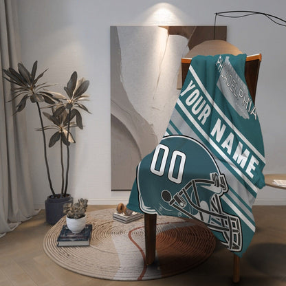 Personalized Football PHILADEL PHIA  Custom Fans Add Name Number Blanket