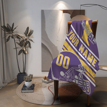 Personalized Football MInnesota Custom Fans Add Name Number Blanket