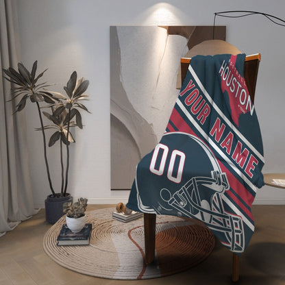 Personalized Football HOUSTON Custom Fans Add Name Number Blanket