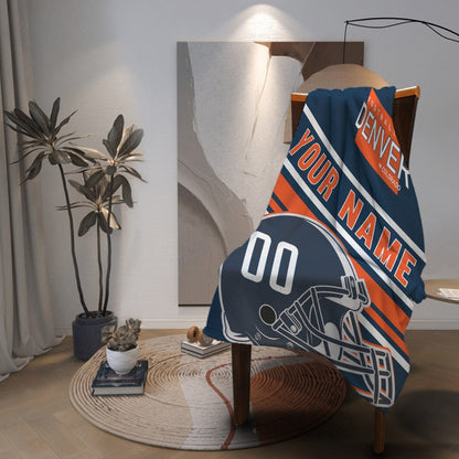Personalized Football DENVER  Custom Fans Add Name Number Blanket