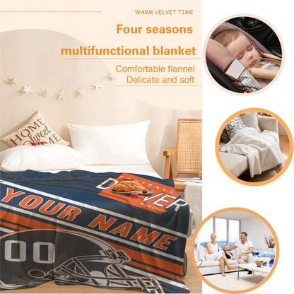 Personalized Football DENVER  Custom Fans Add Name Number Blanket