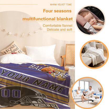 Personalized Football BALTIMORE Custom Fans Add Name Number Blanket