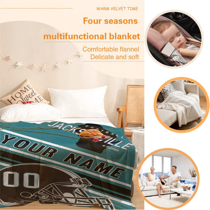 Personalized Football JACKSONVILLE Custom Fans Add Name Number Blanket