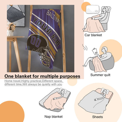 Personalized Football BALTIMORE Custom Fans Add Name Number Blanket