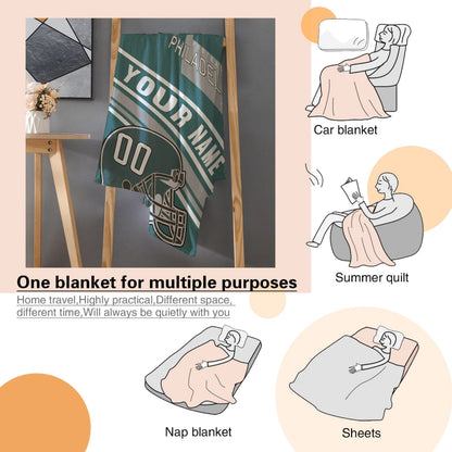 Personalized Football PHILADEL PHIA  Custom Fans Add Name Number Blanket