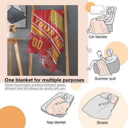 Personalized Football KANSAS CITY Custom Fans Add Name Number Blanket