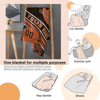 Personalized Football CINCINNATI Custom Fans Add Name Number Blanket