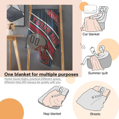 Personalized Football NEW ENGLAND  Custom Fans Add Name Number Blanket