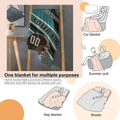 Personalized Football JACKSONVILLE Custom Fans Add Name Number Blanket