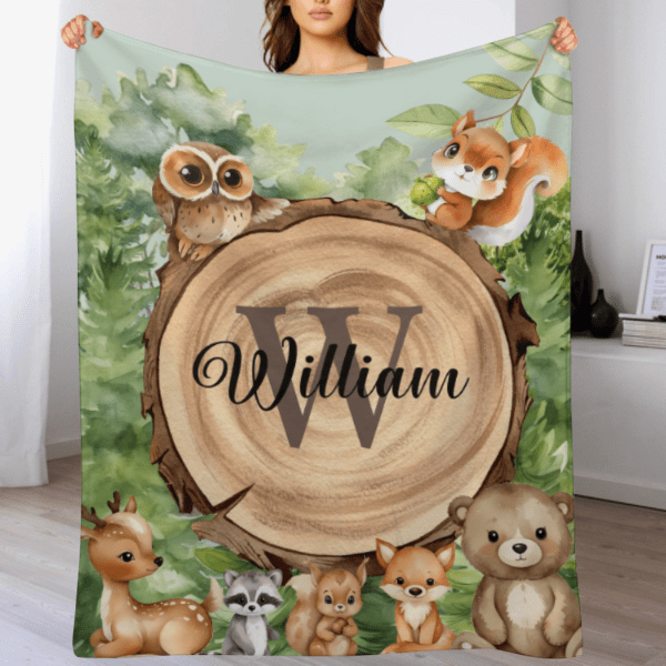 Forest Zoo-Name Customized Zoo Kids Blanket-Gift for Kids