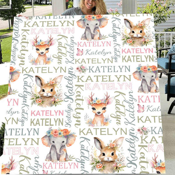 Customized Baby Blanket with Name for Girl for Baby Shower Christmas Birthday