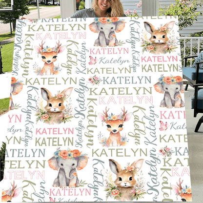 Customized Baby Blanket with Name for Girl for Baby Shower Christmas Birthday